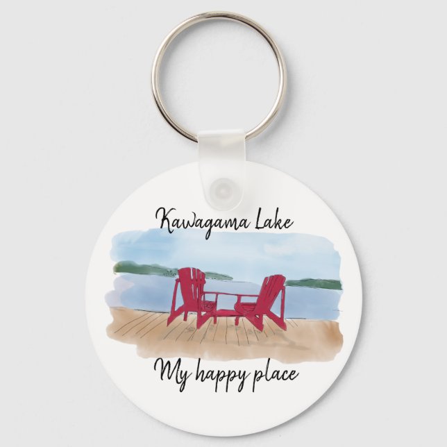 Custom Lake View “My Happy place Keychain (Front)