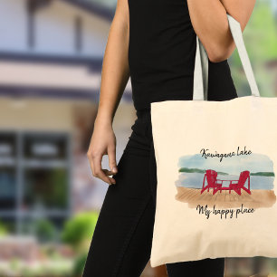 Custom Lake view “My Happy place Tote Bag