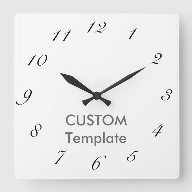 Custom Large 10.75" Square Wall Clock ROUNDHAND (Front)