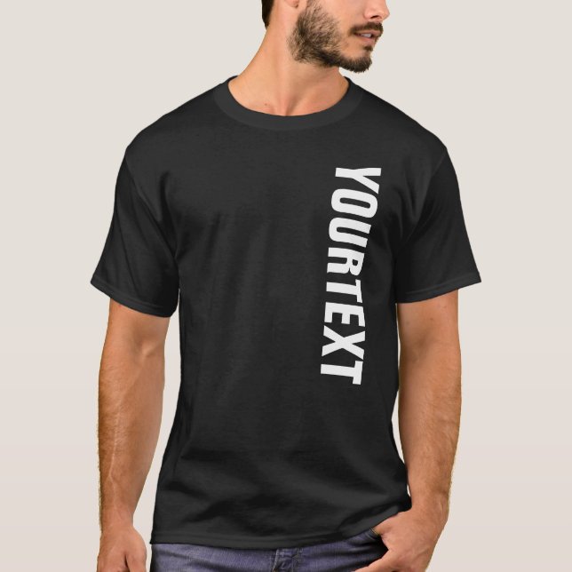 Custom Large Bold Big Font Text or Name Mens Black T-Shirt (Front)
