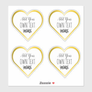 Custom Large Clear Gold Heart Stickers