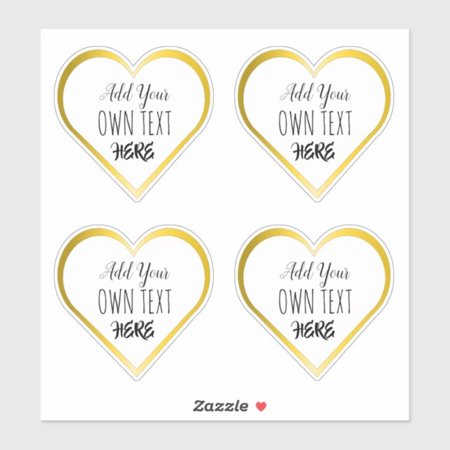 Custom Large Clear Gold Heart Vinyl Stickers (Sheet)