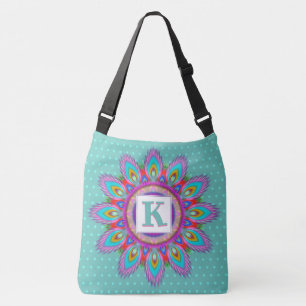 Custom large cross body tote bag psychedelic