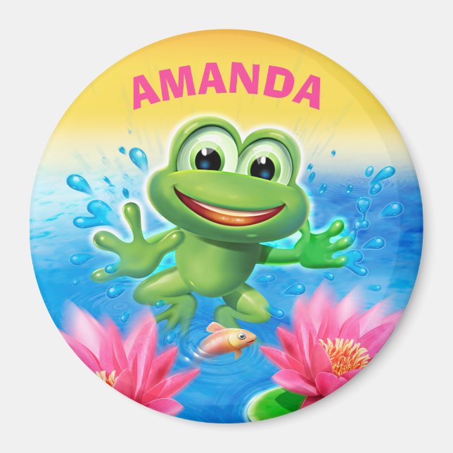 Custom large Fridge Magnet Leaping frog design (Front)