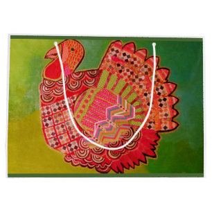 Custom Large Gift Bag with Colourful Turkey