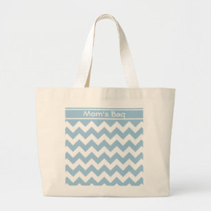 Custom Large Tote Bag, Blue and White Chevrons