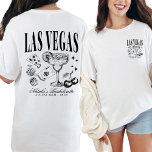 Custom Las Vegas Bachelorette Party Personalized T-Shirt<br><div class="desc">Celebrate your Las Vegas bachelorette bash in style with our Custom Las Vegas Bachelorette Party Personalized T-Shirt, featuring a unique front and back print design. Perfect for capturing the spirit of your retro casino bach trip, this shirt is adorned with playful elements like poker dice and drink motifs, ensuring your...</div>