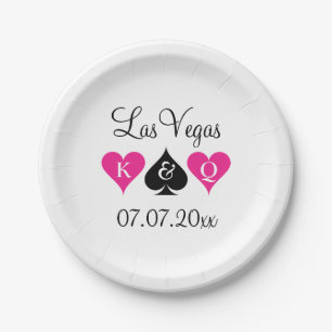 Custom Las Vegas poker theme wedding party plates