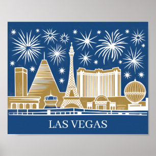 Custom Las Vegas Strip Skyline Vintage Cityscape Poster