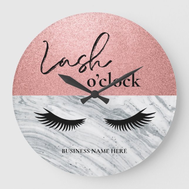 Custom Lash O'Clock Business name Large Clock (Front)