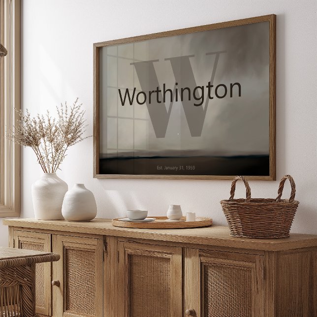 Custom Last Name Print Moody Gift for Couple Est  (Creator Uploaded)