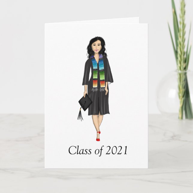 Custom Latina Graduate Graduation Greeting Card  (Front)