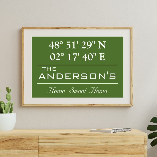 Custom Latitude Longitude Family Name Home Address Poster (Creator Uploaded)