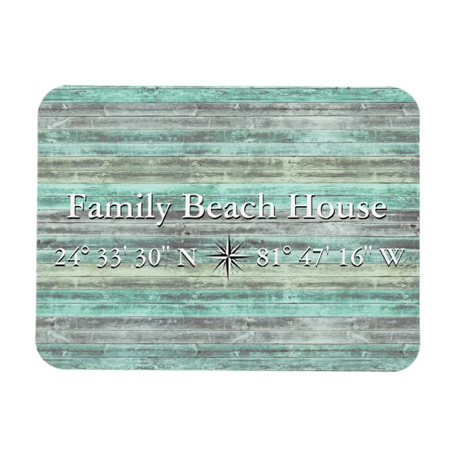 Custom Lattitude And Longitude Coastal Decor Magnet (Horizontal)