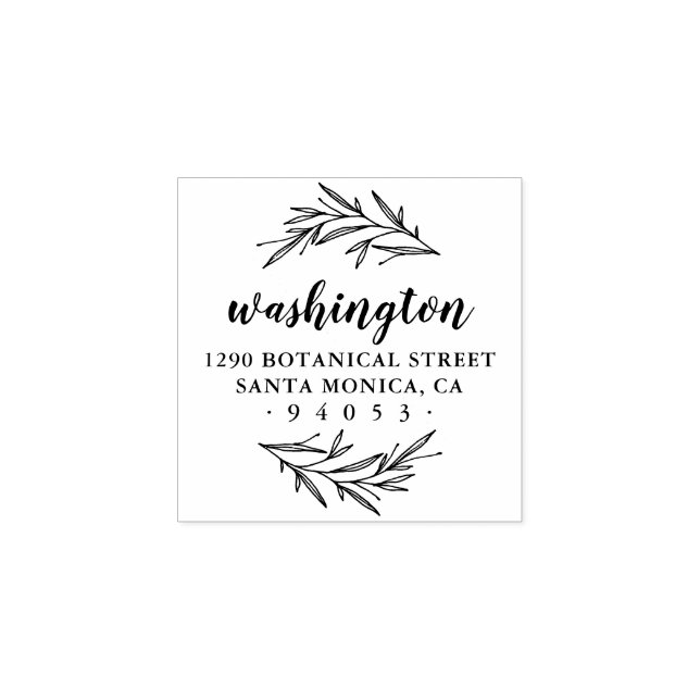 Custom Laurel Branch Return Address Rubber Stamp (Imprint)