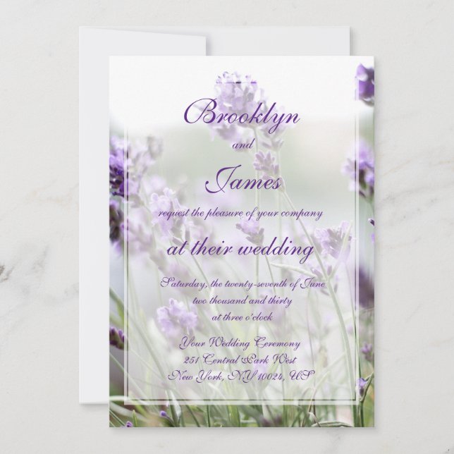 Custom Lavender Bohemian Wedding Invitations (Front)