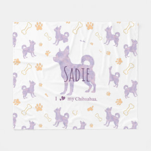 Custom lavender chihuahua Silhouette blanket