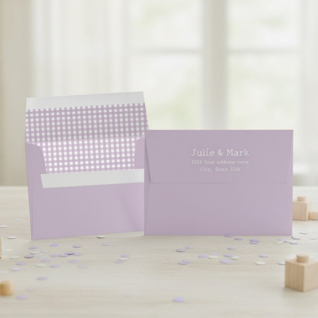 Custom Lavender Gingham Linen Envelope (Creator Uploaded)
