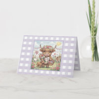 Custom Lavender Highland Cow Gingham Mother's Day