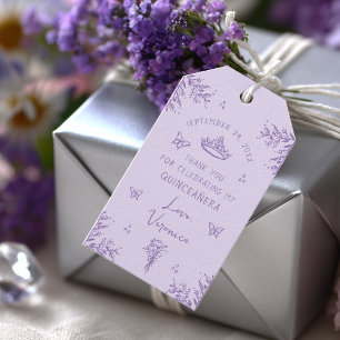 Custom Lavender Lilac Quinceañera Favour Gift Tags