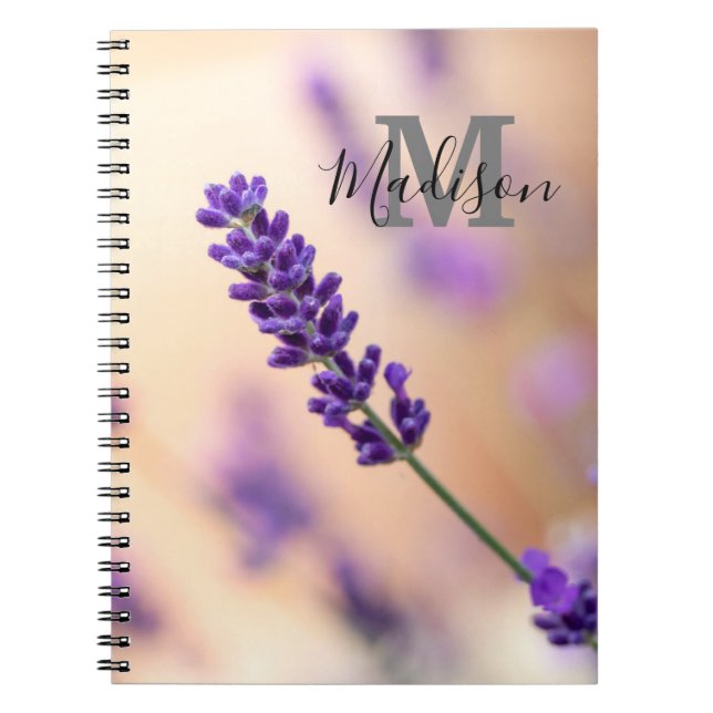 Custom Lavender Monogram Name Journal Notebook  (Front)