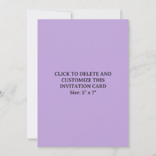 Custom Lavender Purple 5" x7" Flat Invitation Card