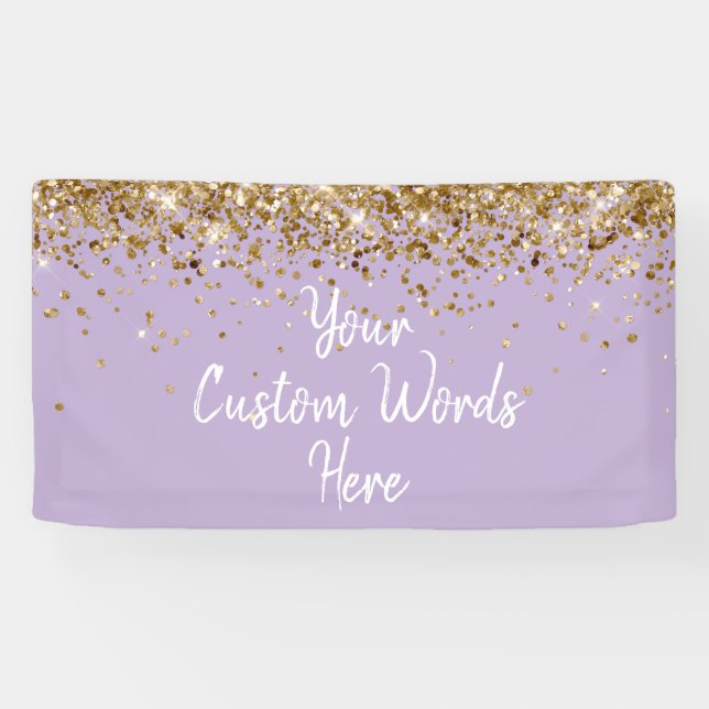 Custom Lavender Purple & Gold Birthday Party Prop Banner (Horizontal)