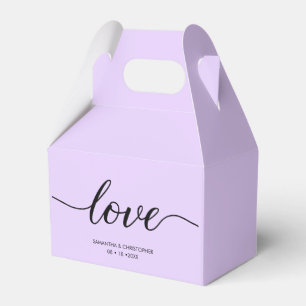 Custom Lavender Purple Minimal Love ScrIpt Wedding Favor Box