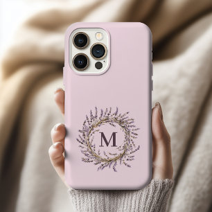 Custom Lavender Wreath Monogram Mom Wedding Bridal iPhone 15 Pro Case
