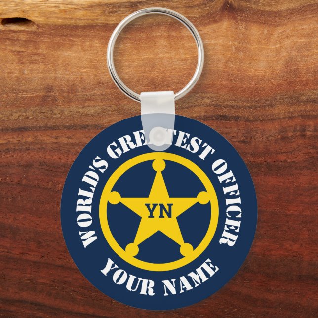 Custom law enforcement police officer photo keychain (Front)