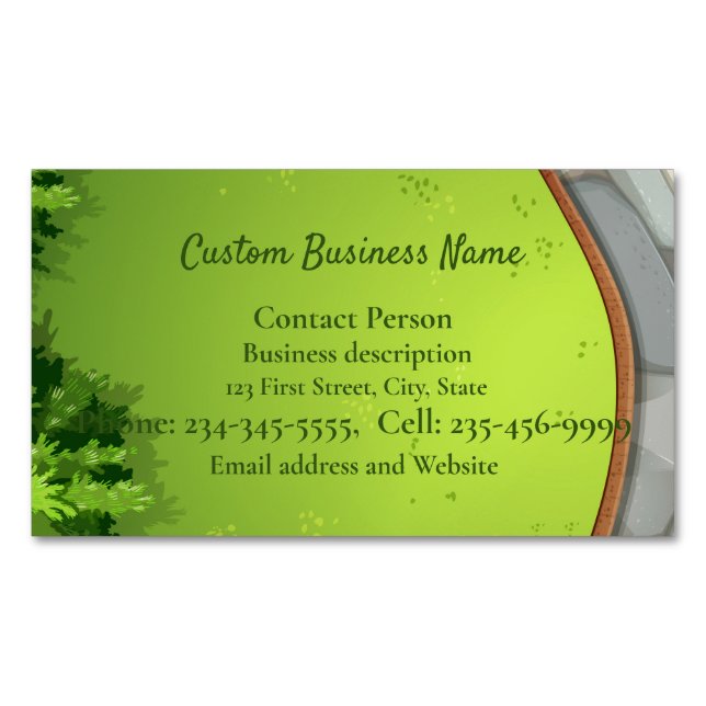 Custom Lawn Landscape  Magnetic Business Card (Front)