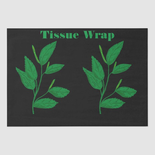 Custom Leaf Image Kelly Green Text Tissue Paper (Front)