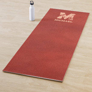 Custom Leather Look Distressed Text Monogram Names Yoga Mat