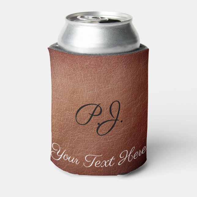 Custom Leather Look Stubby Holder Personalized  (Can Back)