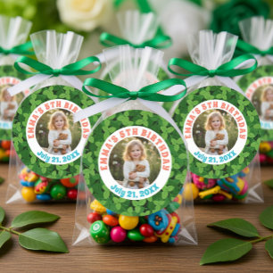 Custom Leaves & Photo Birthday Classic Round Sticker