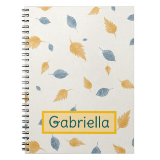 Custom Leaves Yellow Blue Soft Colour  Notebook