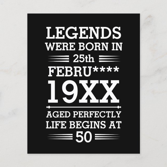 Custom Legends Were Born in Date Month Year Age (Front)