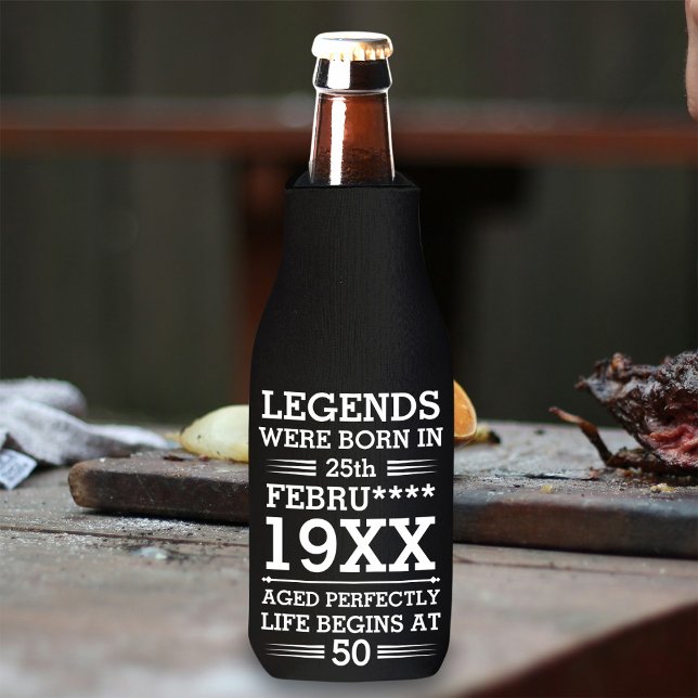 Custom Legends Were Born in Date Month Year Age Bottle Cooler (Creator Uploaded)