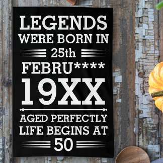 Custom Legends Were Born in Date Month Year Age Kitchen Towel