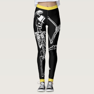 Custom Leggings DANCING SKELETON WITH TOP HAT