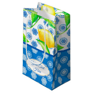Custom Lemon and Blue Azulejos Small Gift Bag