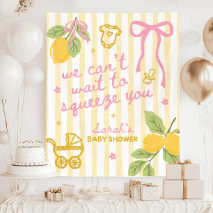 Custom Lemon Baby Shower Backdrop, Italian Lemon  Tapestry