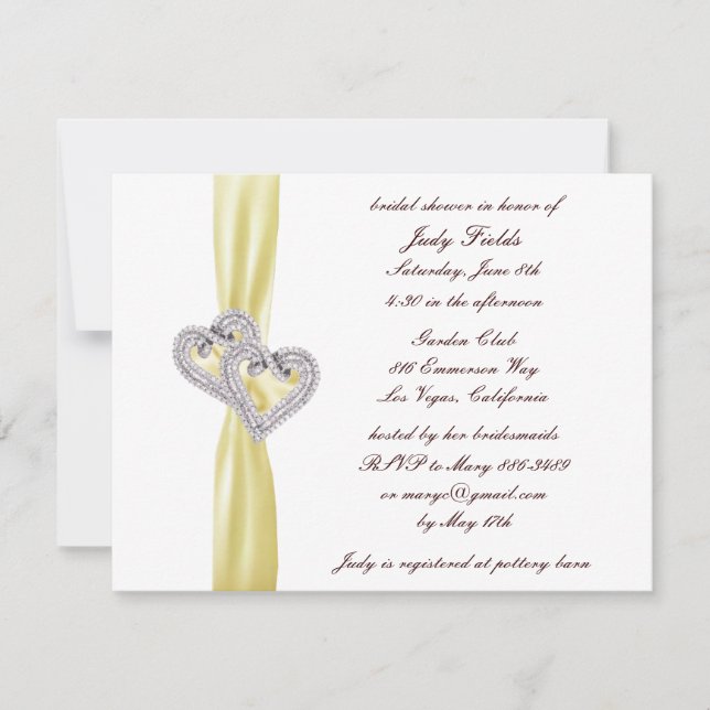Custom Lemon Hearts Bridal Shower Invitation (Front)