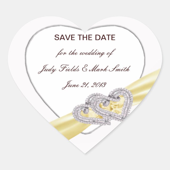 Custom Lemon Hearts Save The Date Stickers (Front)