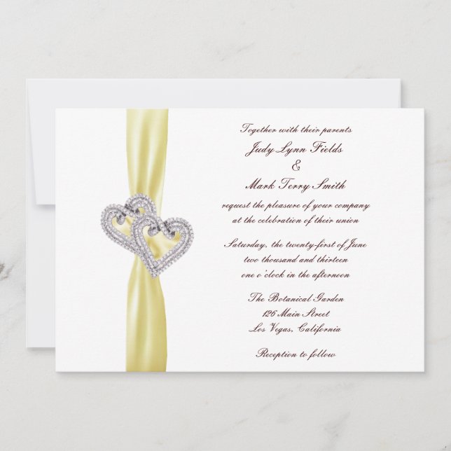 Custom Lemon Hearts Wedding Invitation (Front)