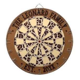 Custom Leopard Animal Print, Cream, Brown, Black Dartboard