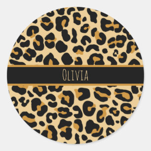 Custom Leopard Classic Modern Print Classic Round  Sticker