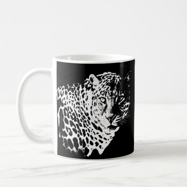Custom Leopard Face Animals Pop Art Template Coffee Mug (Left)