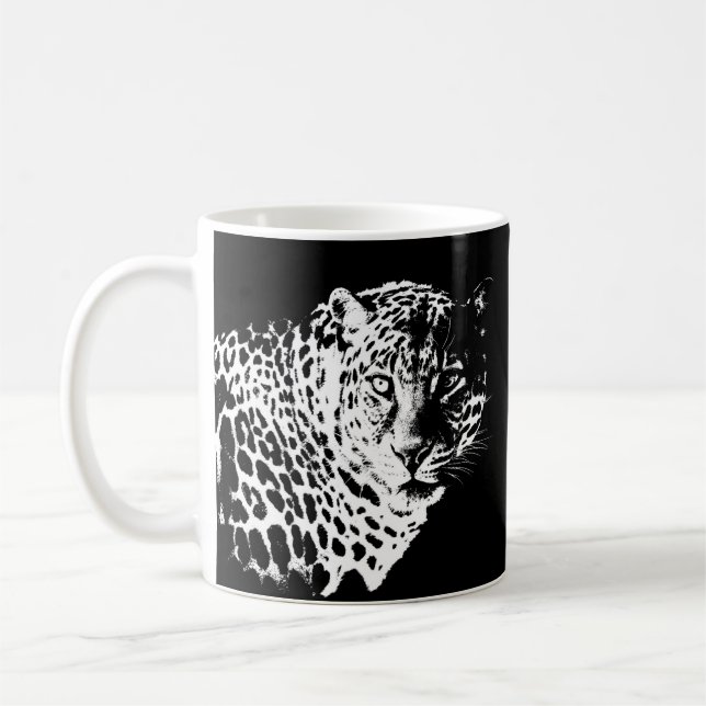 Custom Leopard Face Animals Trendy Template Coffee Mug (Left)