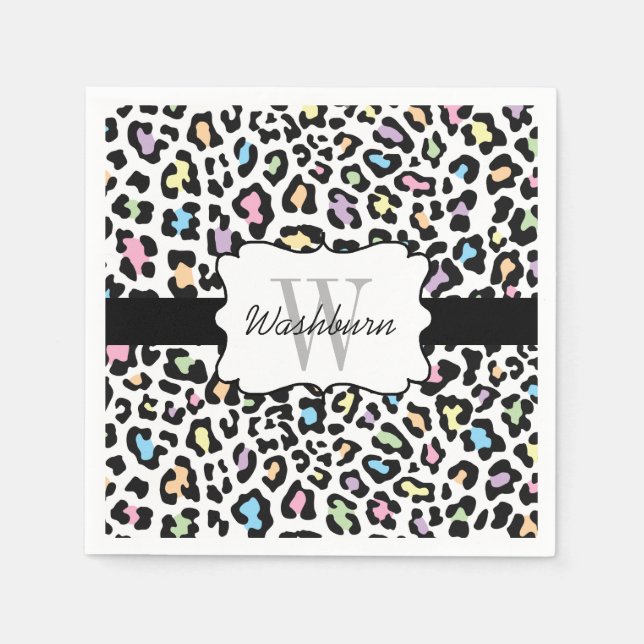 Custom Leopard Multi Colours Cocktail Napkin (Front)